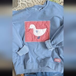 Light Blue Goose Sweatshirt XL Porch Goose Cottagecore